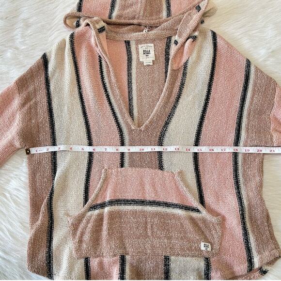 Billabong Women Knit Sweater Hooded Baja Beach Pink Stripe Size Medium - Picture 12 of 12